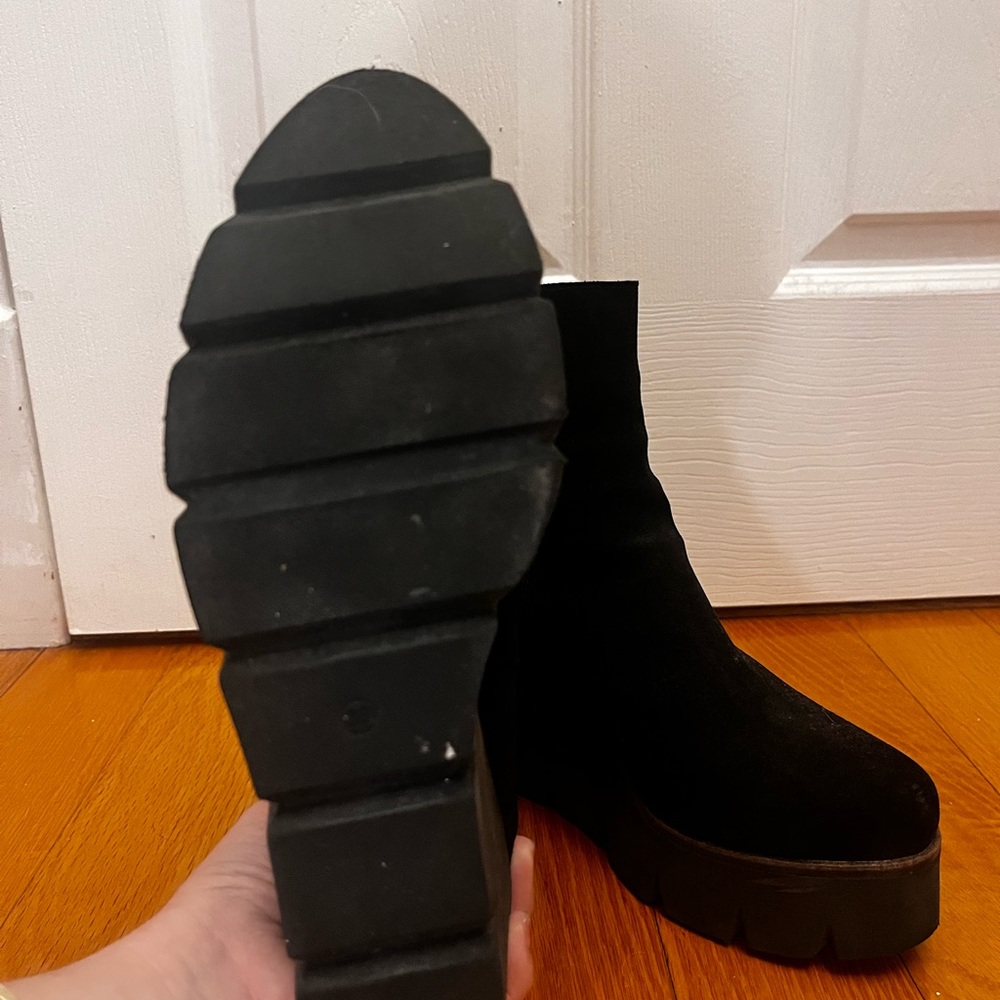 Black and Brown Platform Ankle Boots - Picture 2 of 4